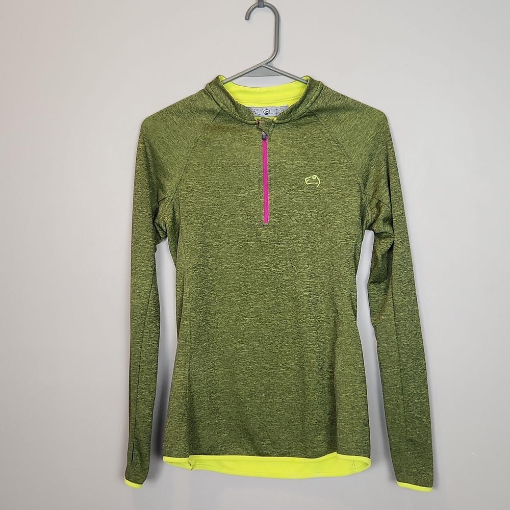 E9 Climbing Green Quarter-Zip with Graphic Print Size Small